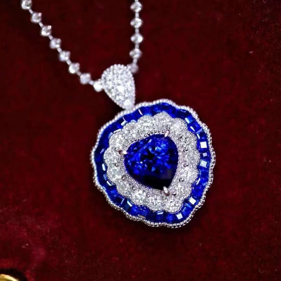 14k Gold 3.50 Ctw Natural Sapphire & Diamond Ring/pendant( Without Chain ) - 5