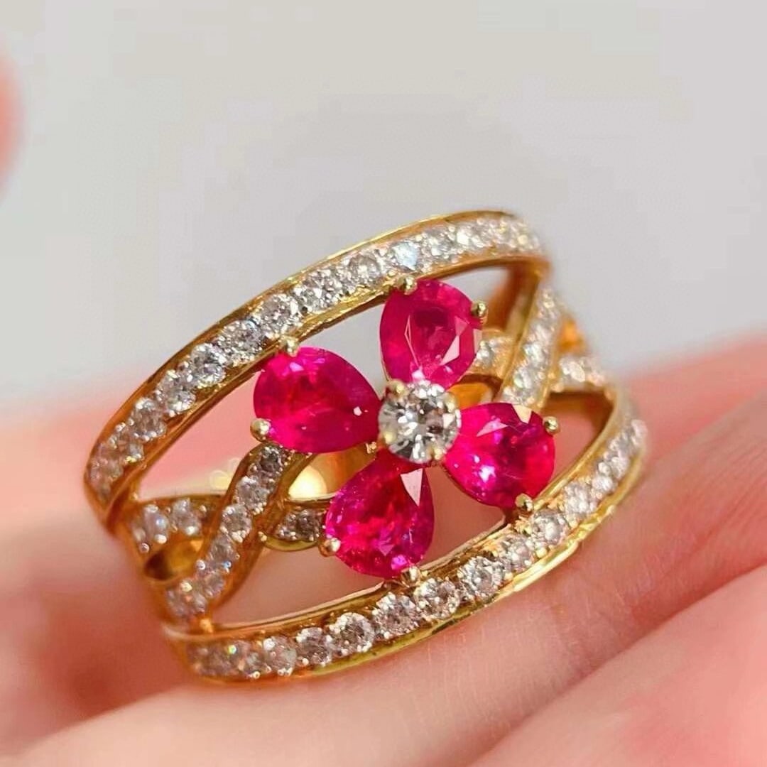14k Gold 1.91 Ctw Natural Ruby & Diamond Ring - 2