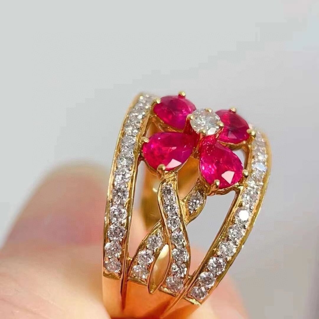 14k Gold 1.91 Ctw Natural Ruby & Diamond Ring - 3