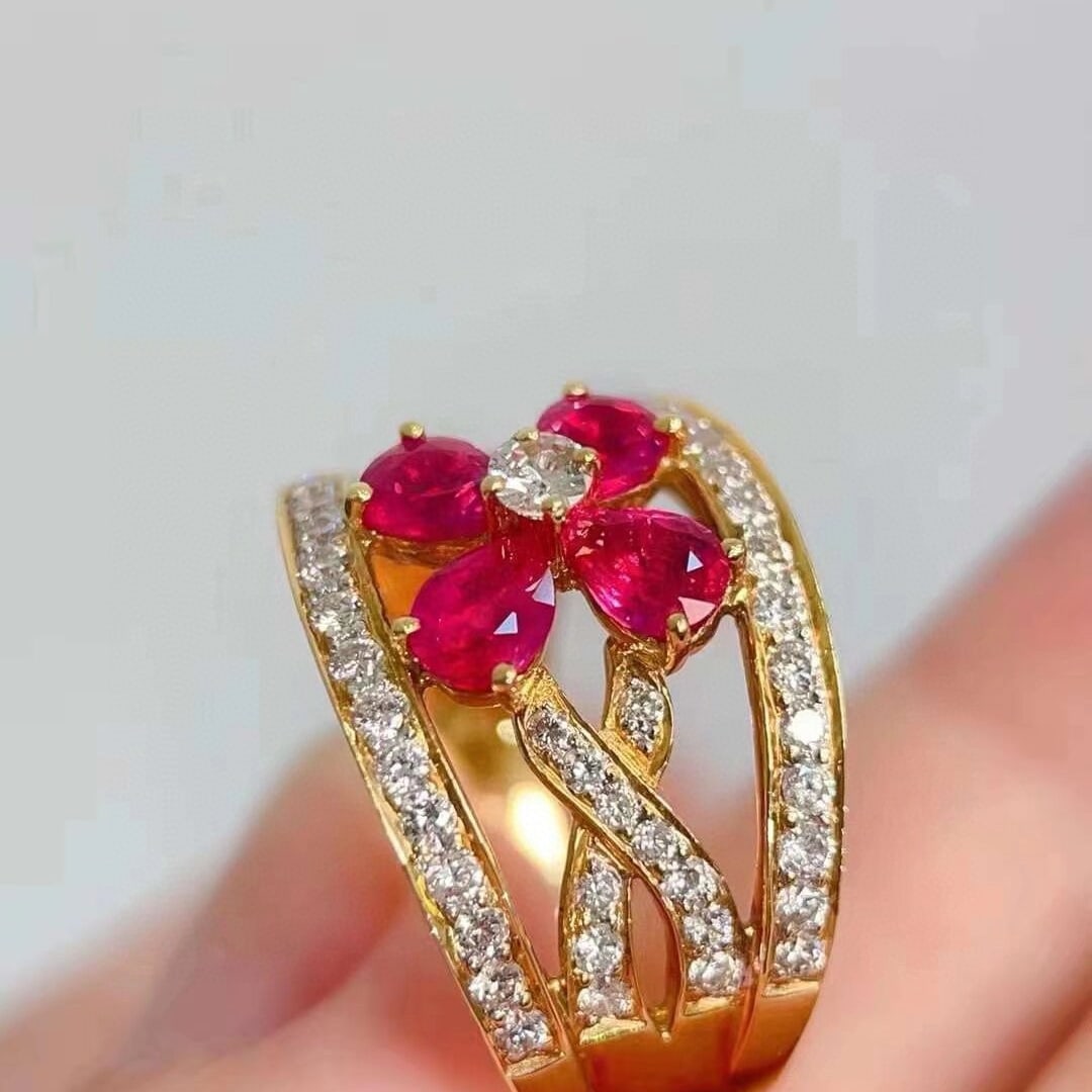 14k Gold 1.91 Ctw Natural Ruby & Diamond Ring - 4