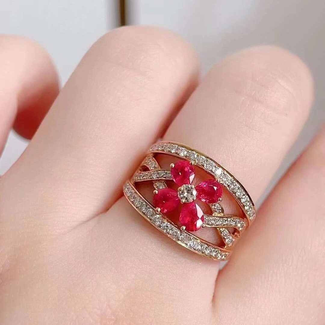 14k Gold 1.91 Ctw Natural Ruby & Diamond Ring - 5