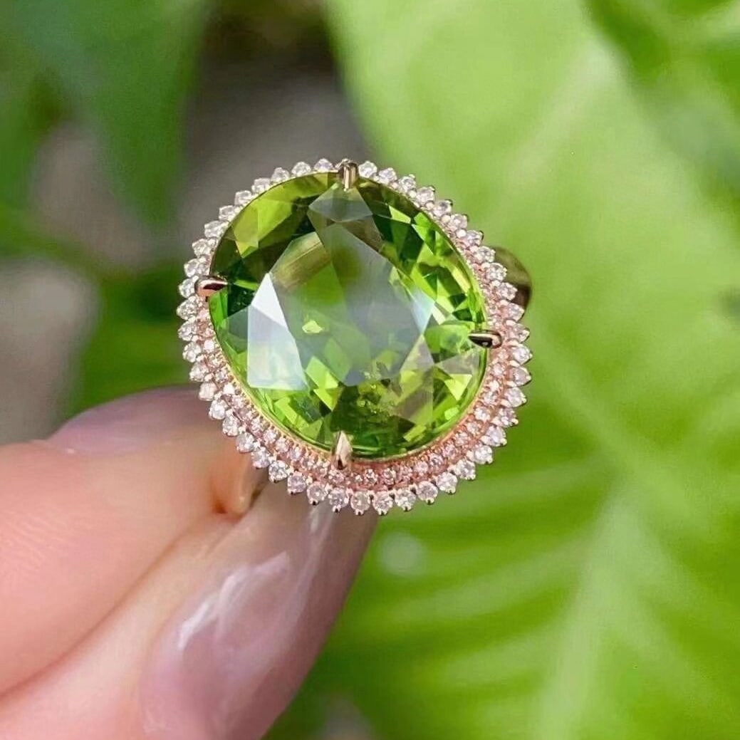 14k Gold 8.50 Ct Natural Tourmaline & Diamond Ring - 3