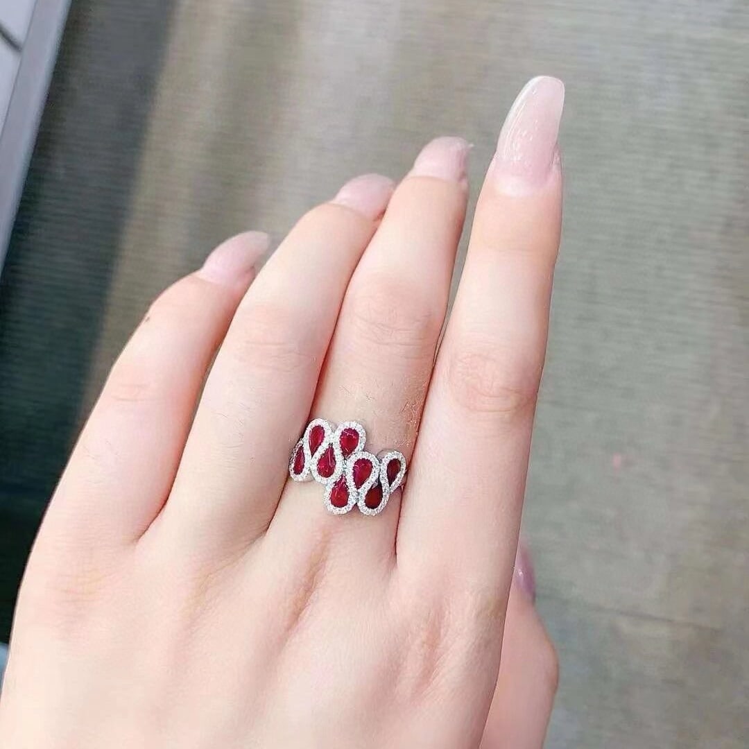 14k Gold 2.52 Ctw Vivid Red Natural Ruby & Diamond Ring - 6