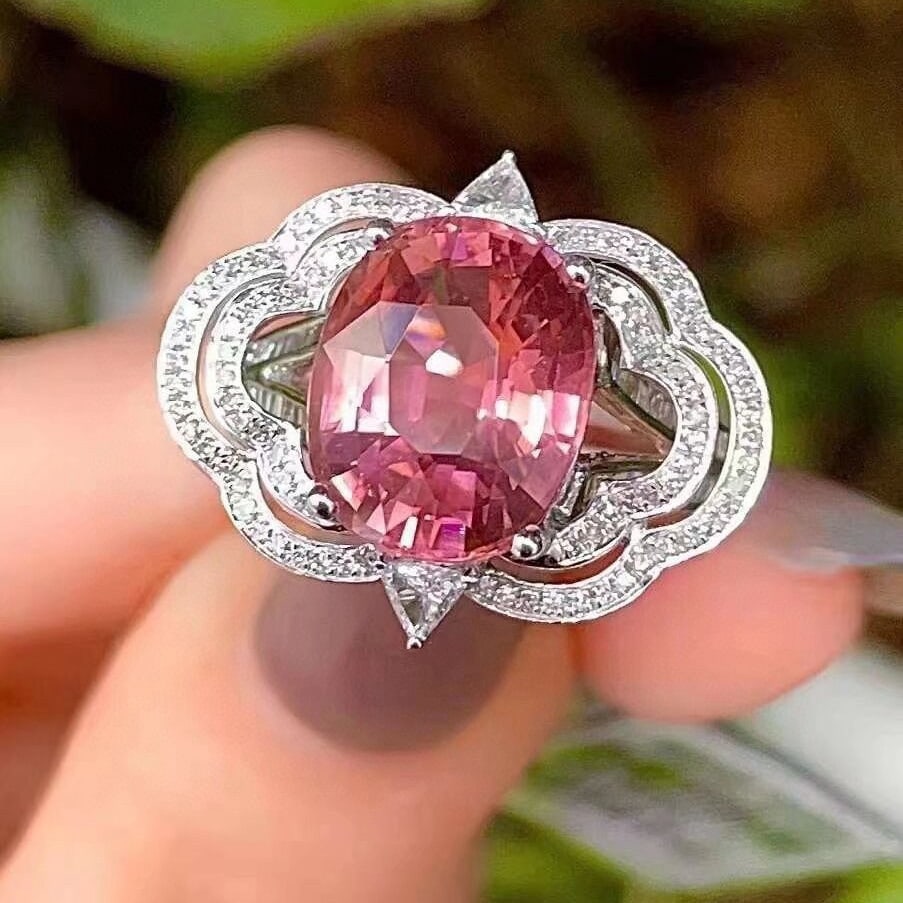 14k Gold 5.85 Ct Natural Tourmaline & Diamond Ring - 3