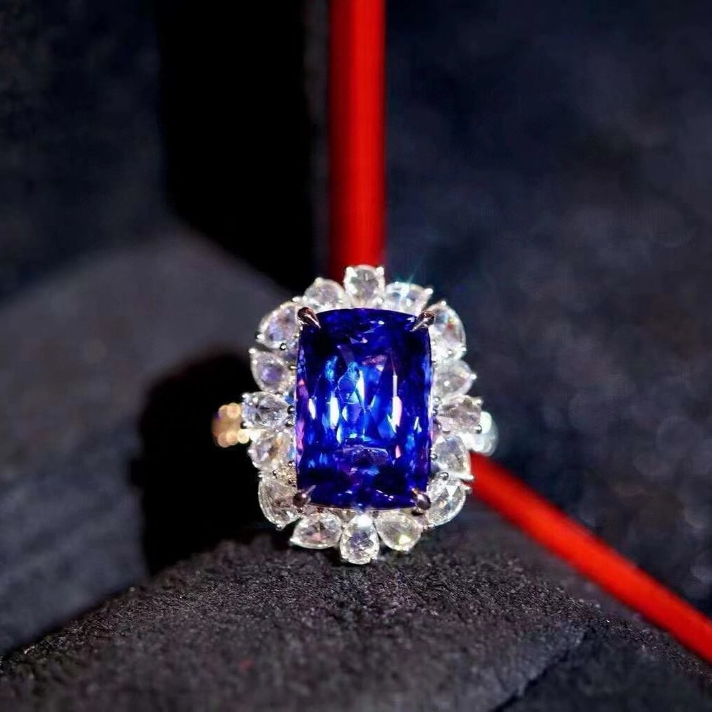 14k Gold 9.03 Ctw Natural Tanzanite & Diamond Ring/pendant( Without Chain ) - 2