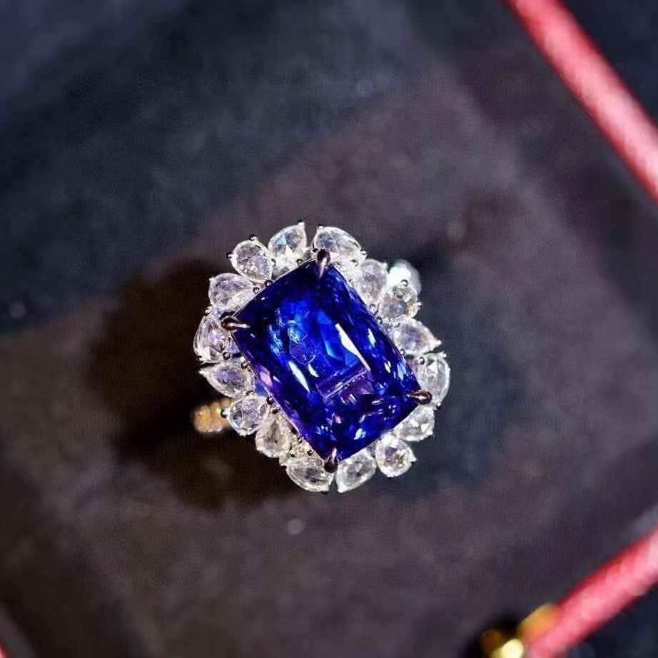 14k Gold 9.03 Ctw Natural Tanzanite & Diamond Ring/pendant( Without Chain ) - 3