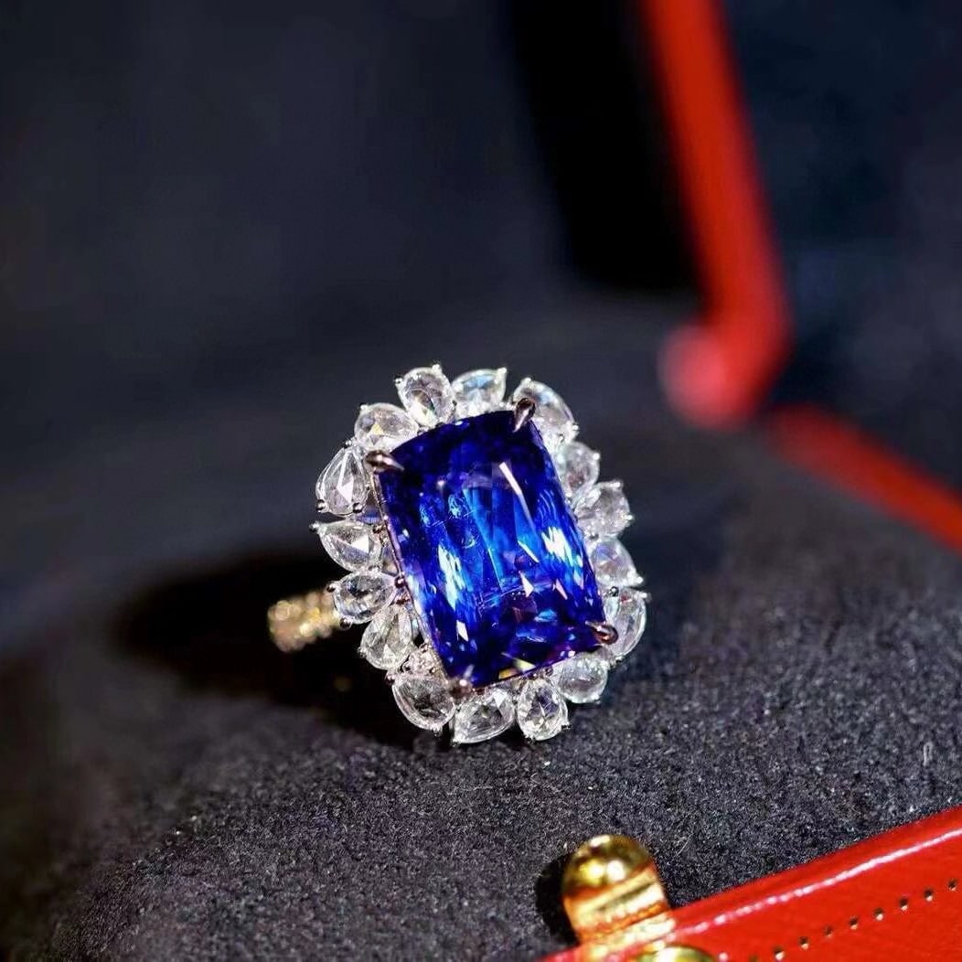 14k Gold 9.03 Ctw Natural Tanzanite & Diamond Ring/pendant( Without Chain ) - 4