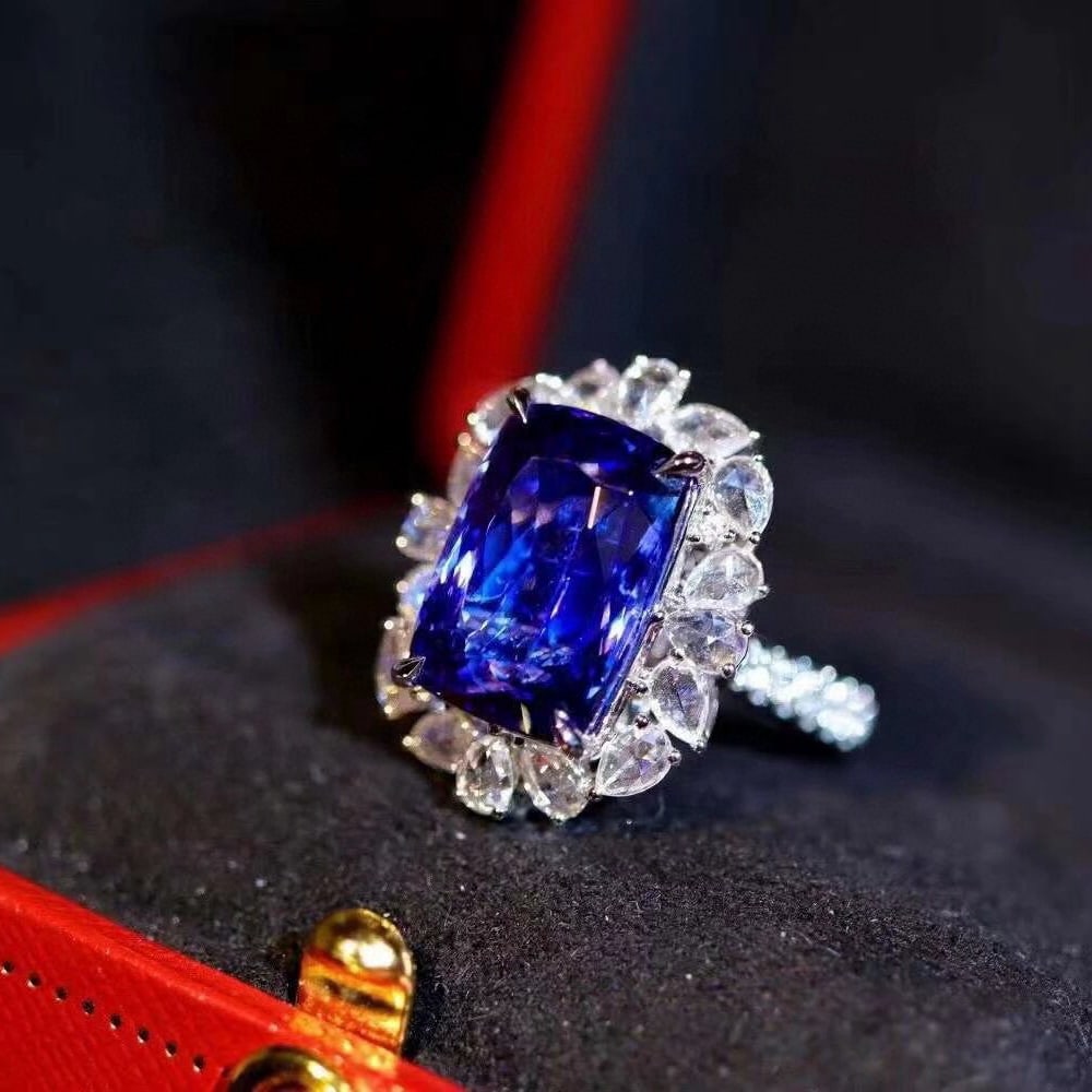 14k Gold 9.03 Ctw Natural Tanzanite & Diamond Ring/pendant( Without Chain ) - 5