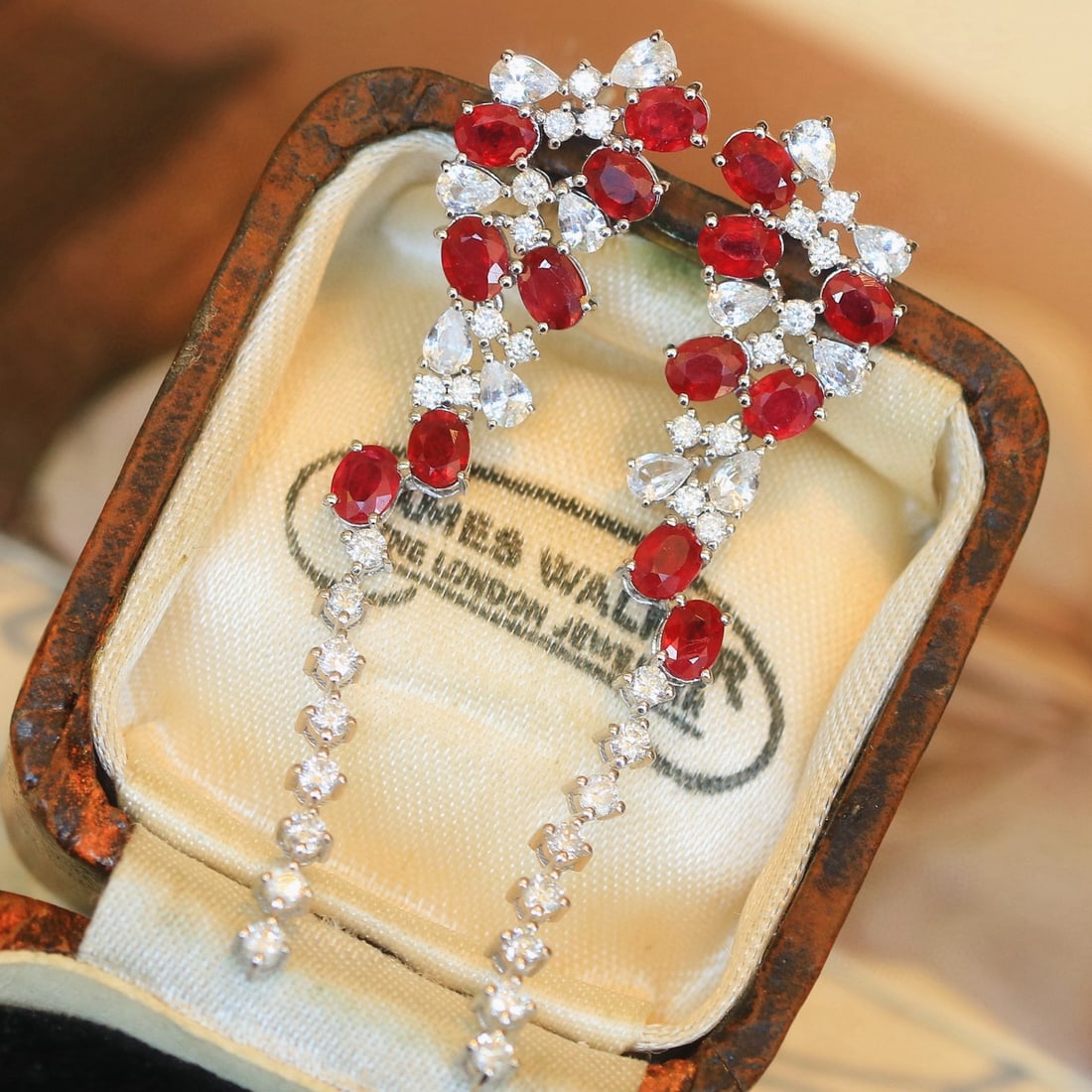 14k Gold 3.34 Ctw Natural Ruby & Sapphire Earrings - 4