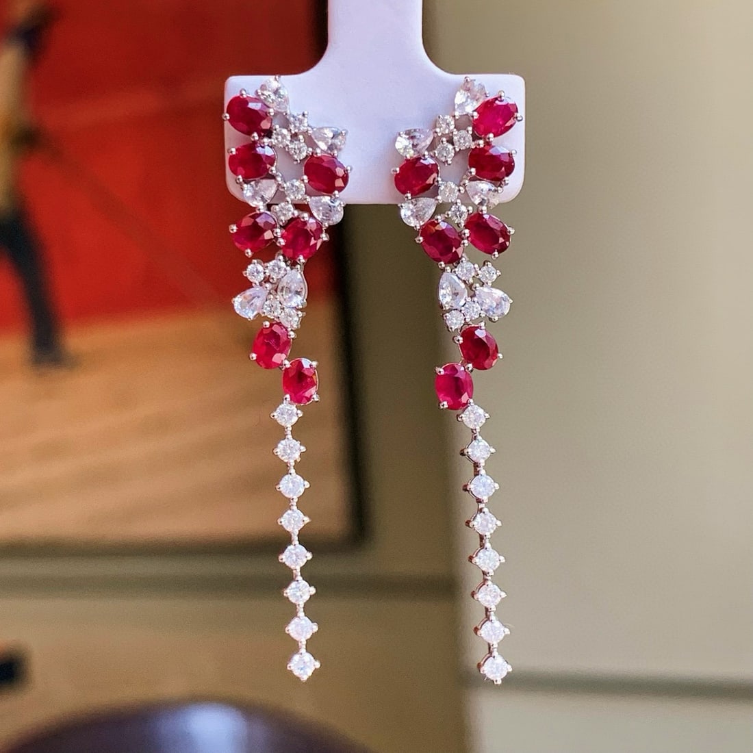 14k Gold 3.34 Ctw Natural Ruby & Sapphire Earrings - 5