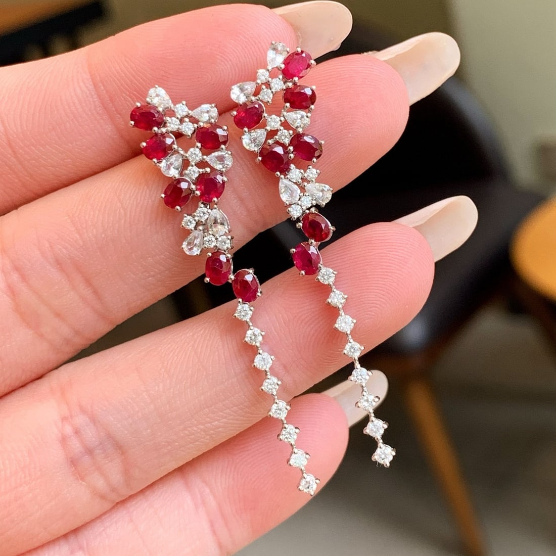 14k Gold 3.34 Ctw Natural Ruby & Sapphire Earrings - 6