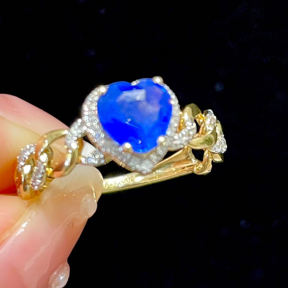 14k Gold 1.06 Ct Natural Sapphire & Diamond Ring - 3