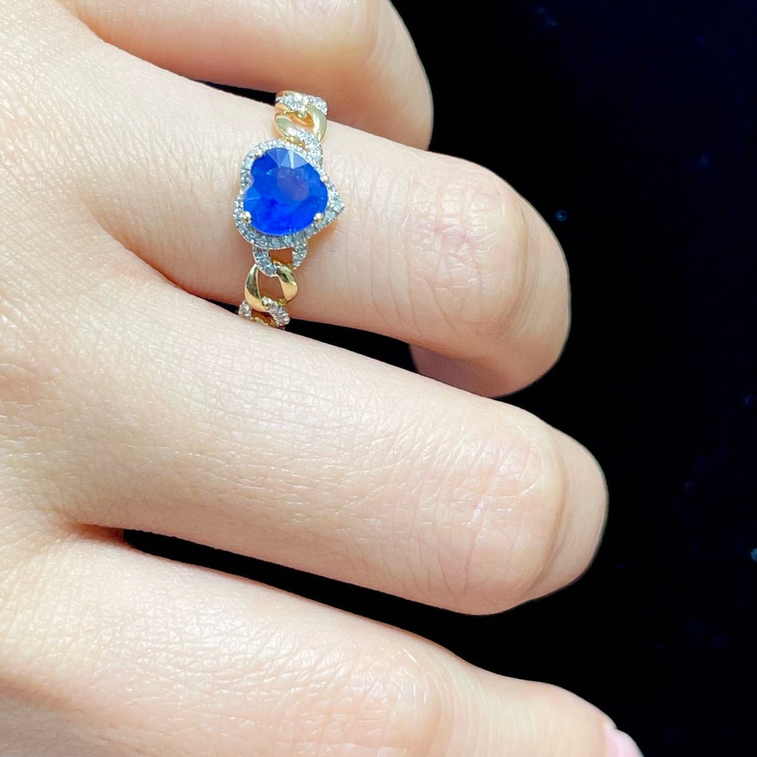 14k Gold 1.06 Ct Natural Sapphire & Diamond Ring - 5