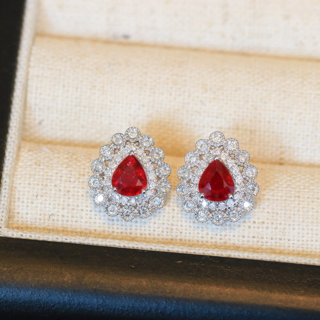 14k Gold 1.87 Ctw Natural Ruby & Diamond Earrings - 2