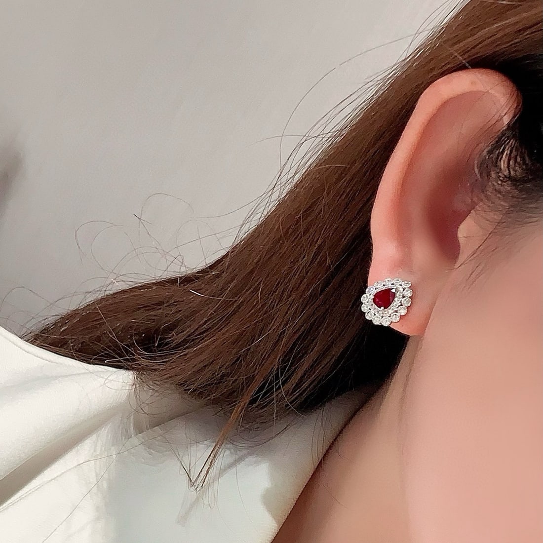 14k Gold 1.87 Ctw Natural Ruby & Diamond Earrings - 7