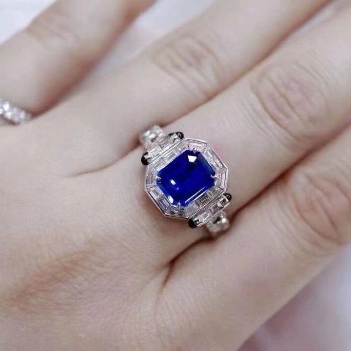 14k Gold 2.40 Ctw Natural Sapphire & Diamond Ring - 4