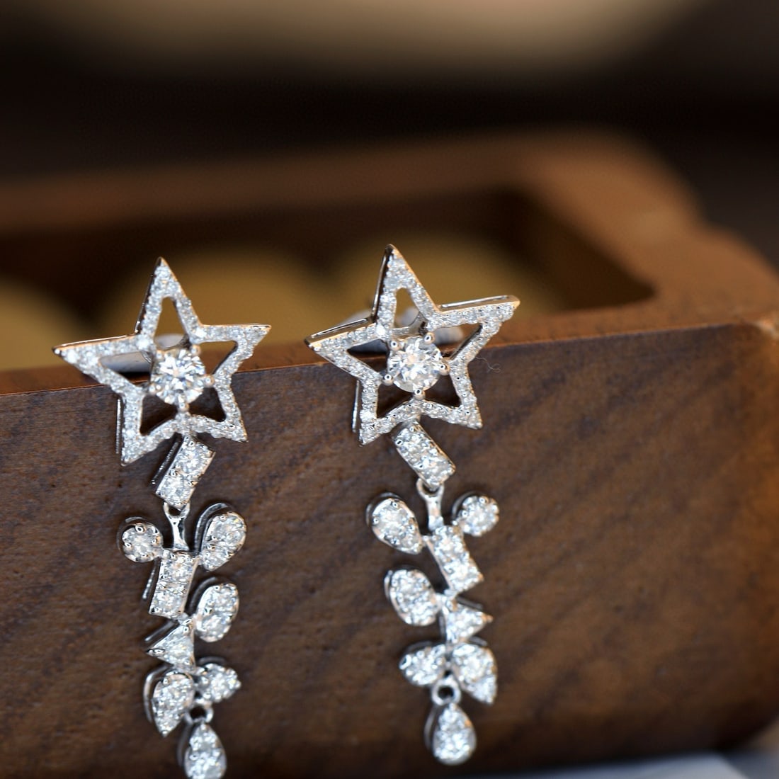 14k Gold 0.84 Ct Natural H Diamond Earrings - 5