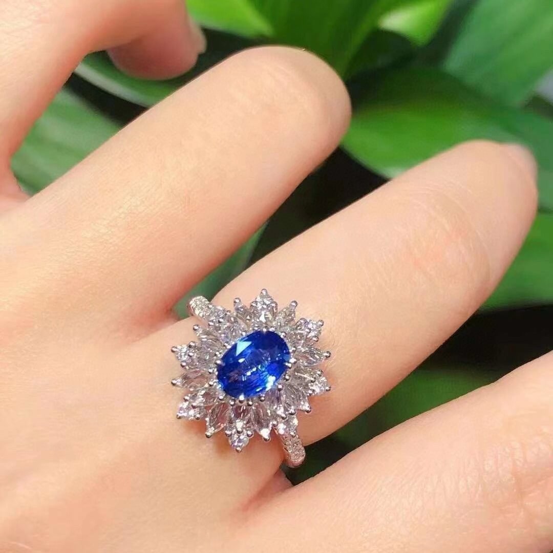 14k Gold 1.86 Ctw Natural Sapphire & Diamond Ring - 2