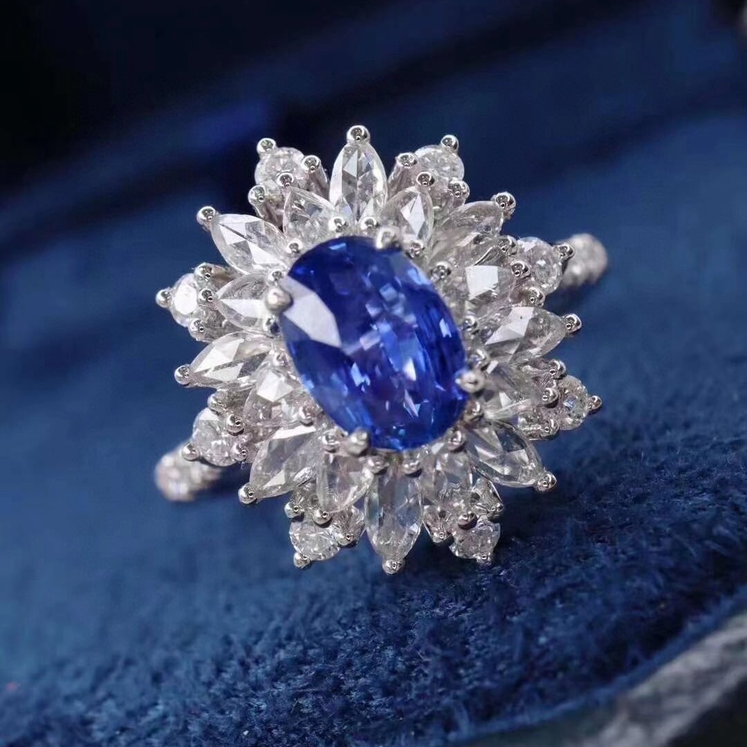 14k Gold 1.86 Ctw Natural Sapphire & Diamond Ring - 3