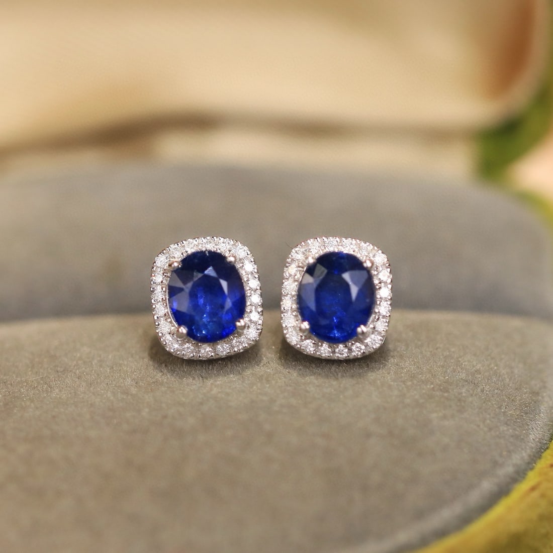 14k Gold 2.22 Ctw Natural Sapphire & Diamond Earrings - 3
