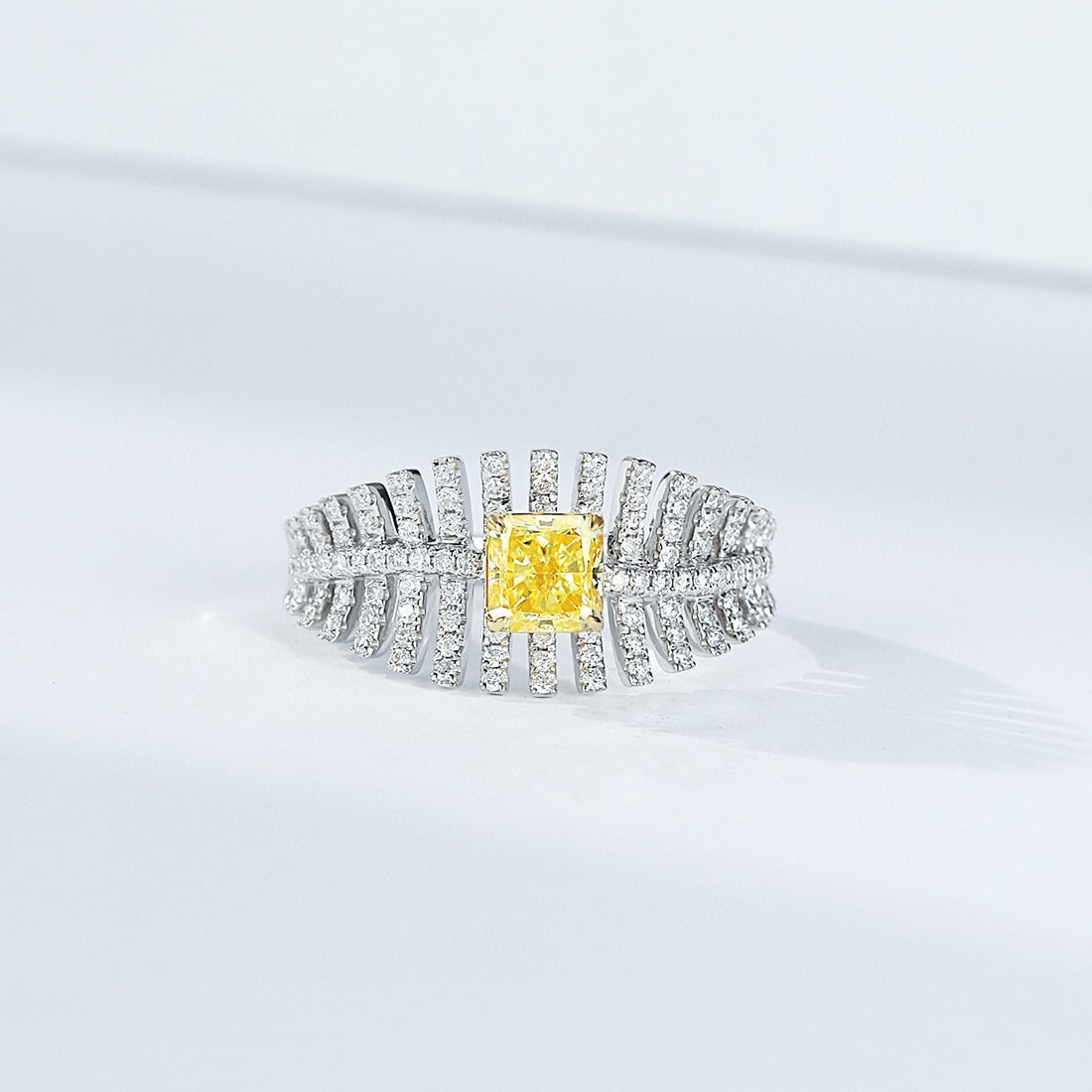 14k Gold 1.14 Ctw Natural Yellow Diamond & Diamond Ring: Ref:230952204 // gold content:14k gold // ring size:7. 25us // // main gemstone:yellow diamond // shape:octagonal // carat weight:0. 8ct // color:yellow // treatment:natural // // adjacent