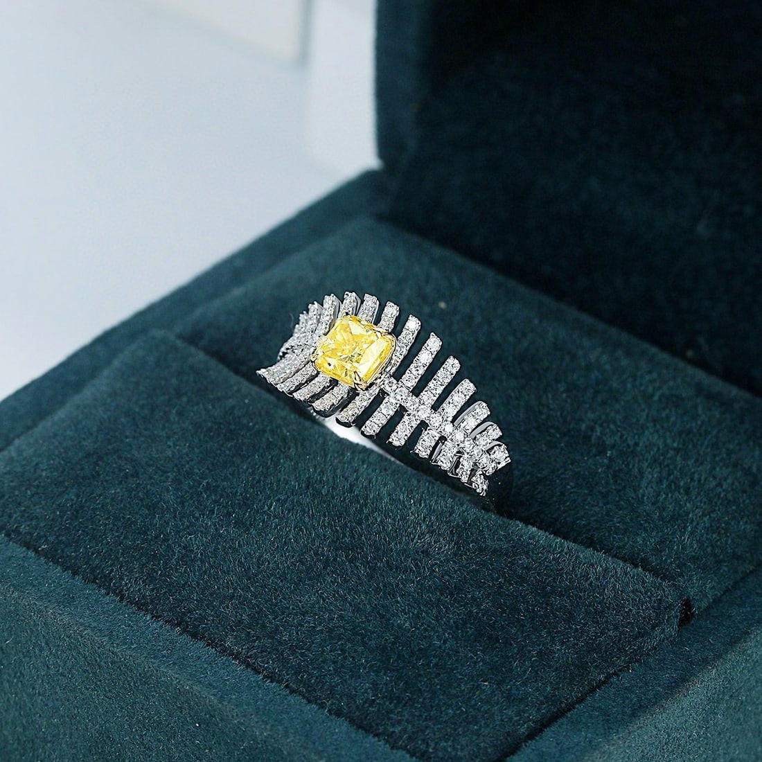 14k Gold 1.14 Ctw Natural Yellow Diamond & Diamond Ring - 5