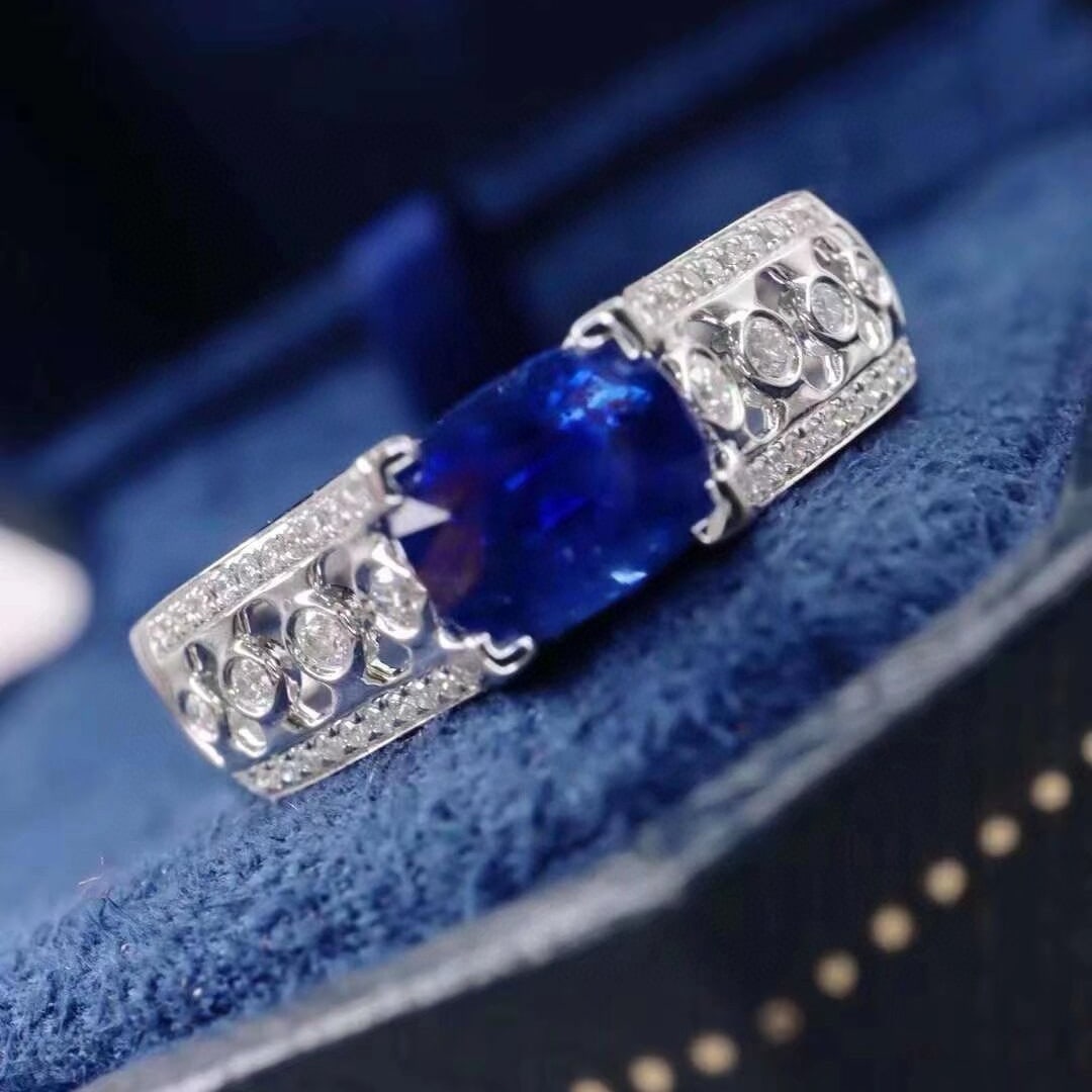 14k Gold 2.44 Ctw Natural Sapphire & Diamond Ring - 3