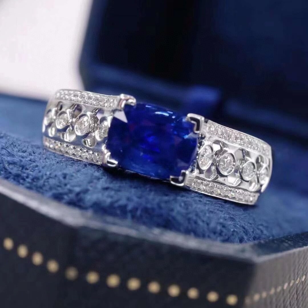 14k Gold 2.44 Ctw Natural Sapphire & Diamond Ring - 4