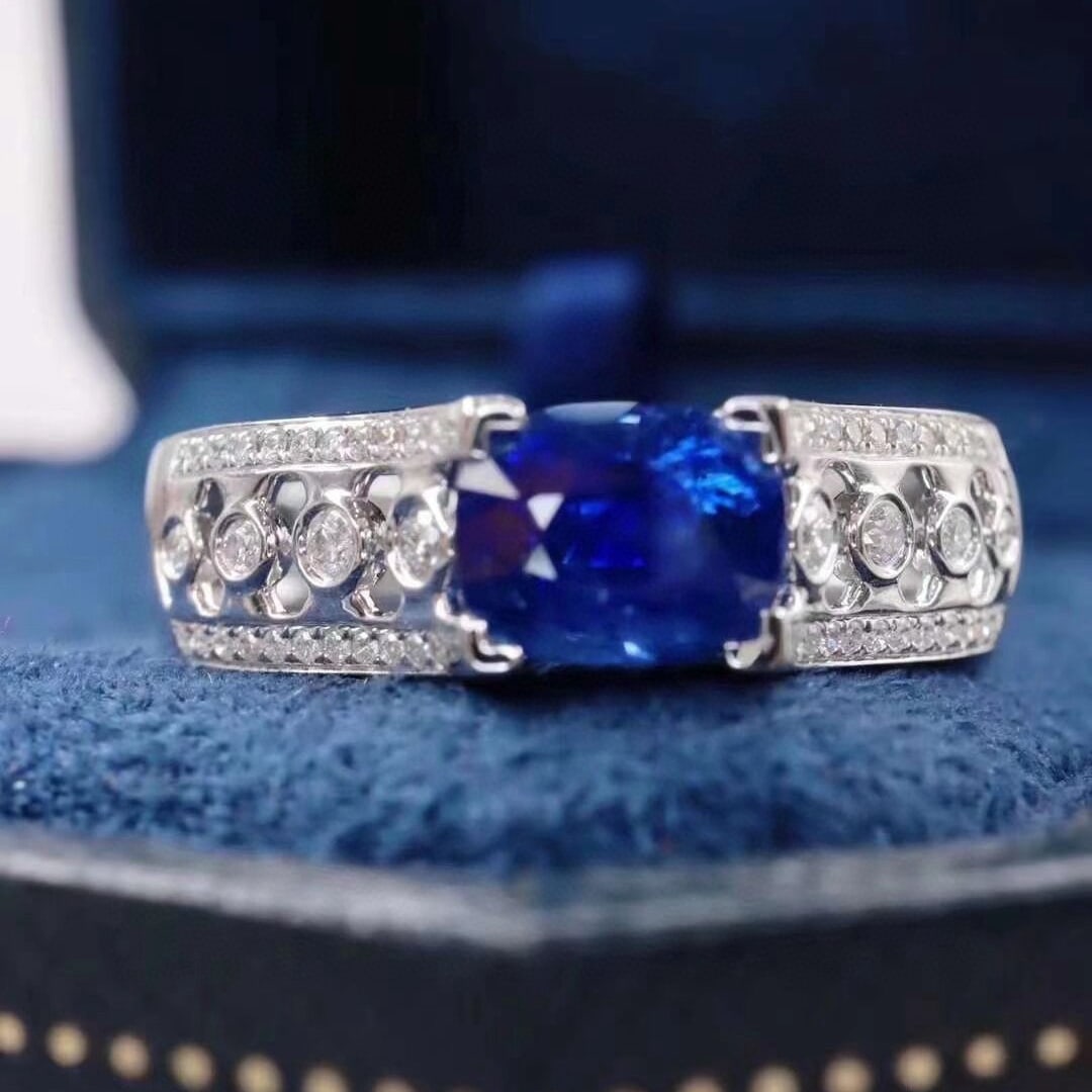 14k Gold 2.44 Ctw Natural Sapphire & Diamond Ring - 5