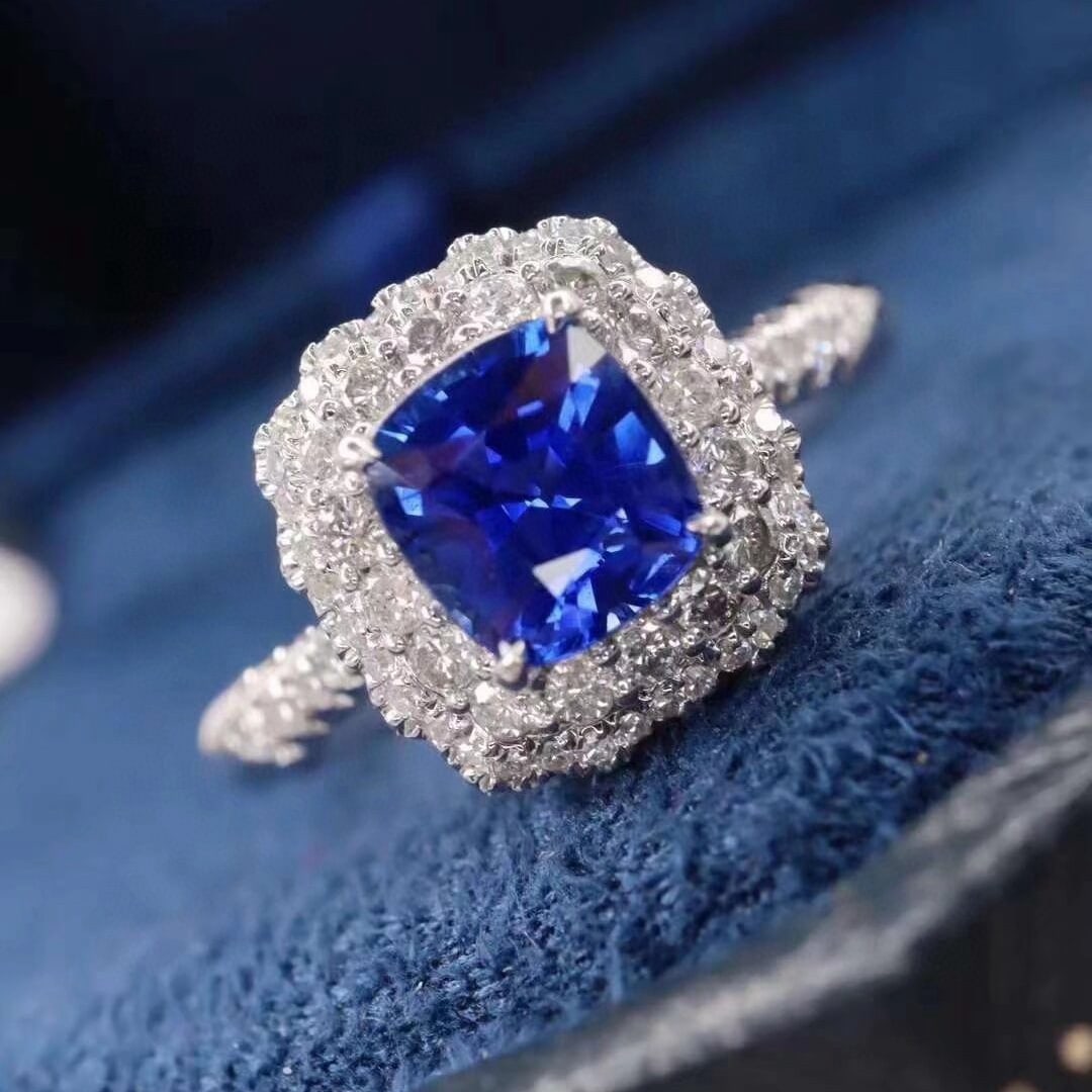 14k Gold 1.37 Ctw Natural Sapphire & Diamond Ring - 2