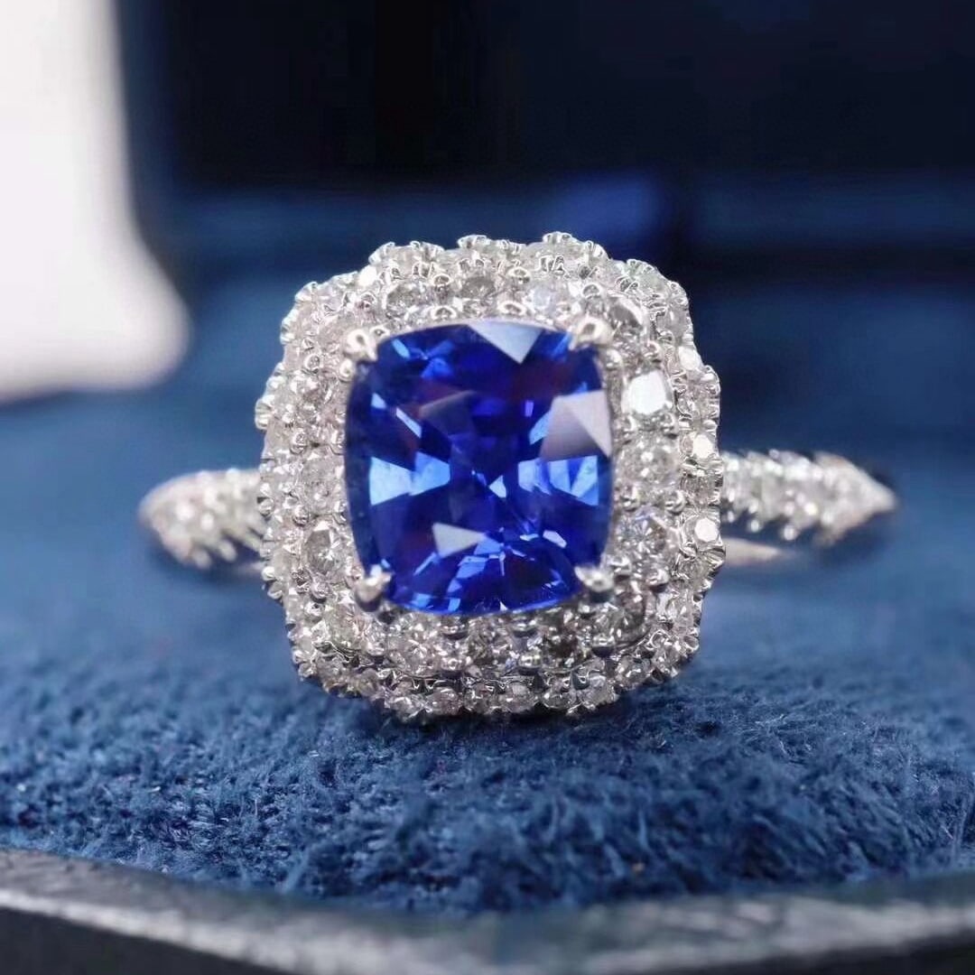 14k Gold 1.37 Ctw Natural Sapphire & Diamond Ring - 3