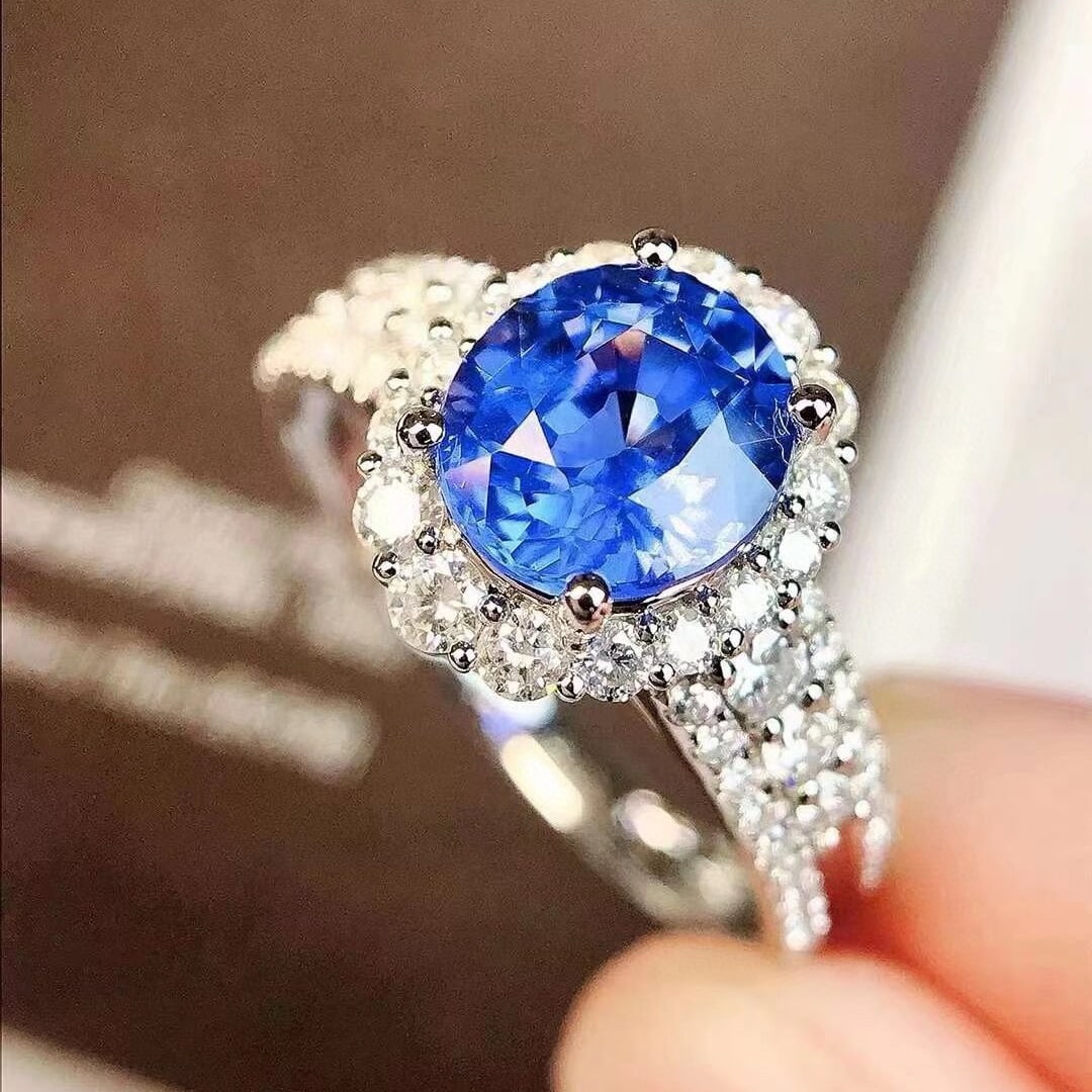 14k Gold 2.40 Ctw Natural Sapphire & Diamond Ring - 3