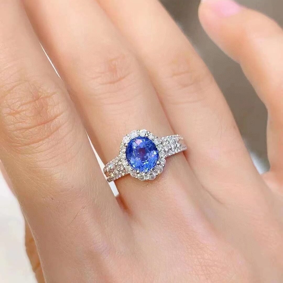 14k Gold 2.40 Ctw Natural Sapphire & Diamond Ring - 5