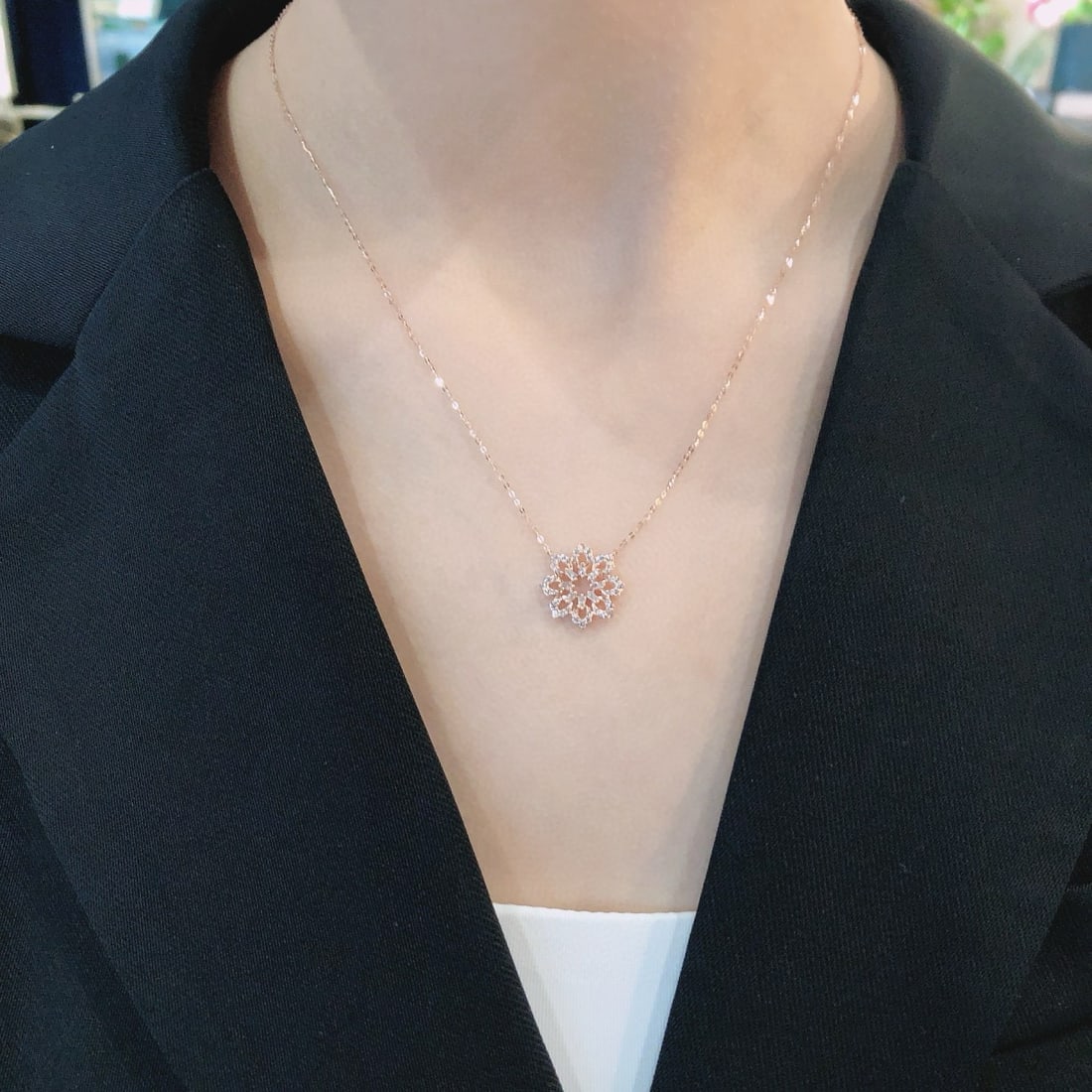 14k Gold 0.33 Ctw Natural H Diamond Necklace - 6