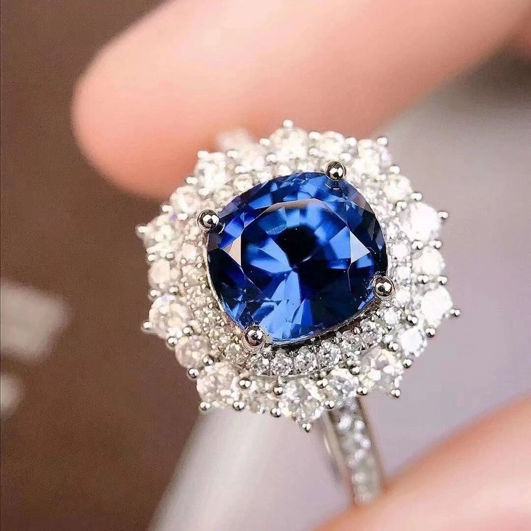 14k Gold 2.26 Ctw Natural Sapphire & Diamond Ring - 3