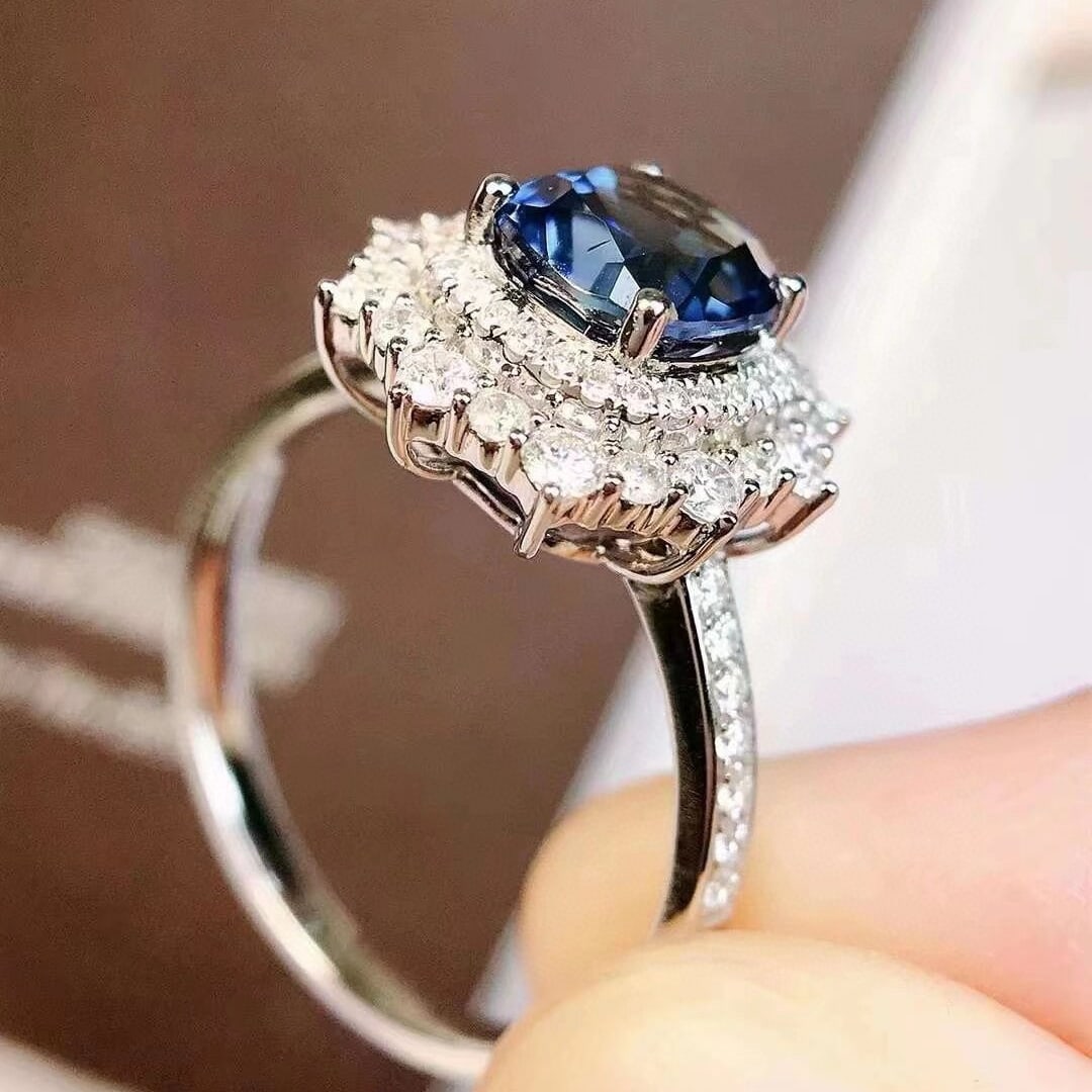 14k Gold 2.26 Ctw Natural Sapphire & Diamond Ring - 4