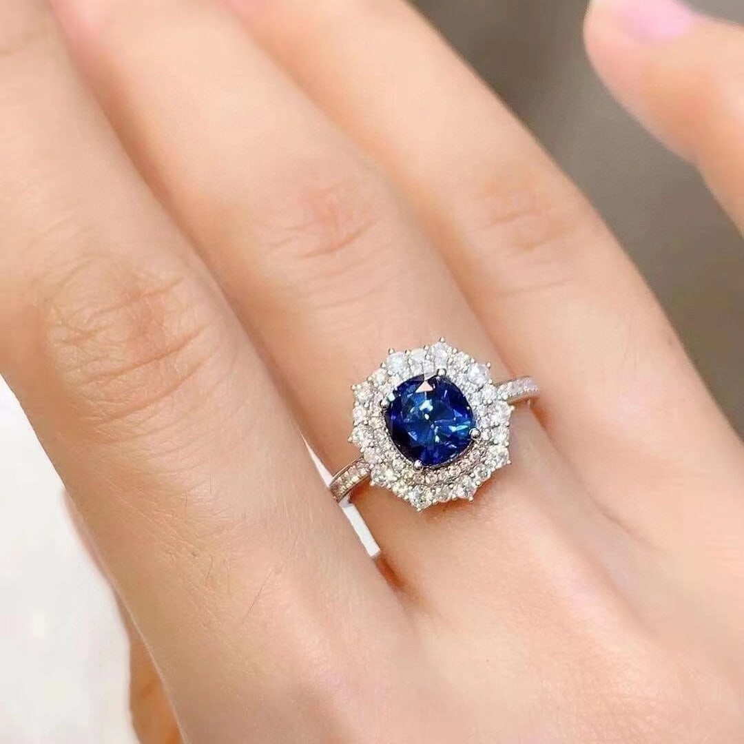 14k Gold 2.26 Ctw Natural Sapphire & Diamond Ring - 5