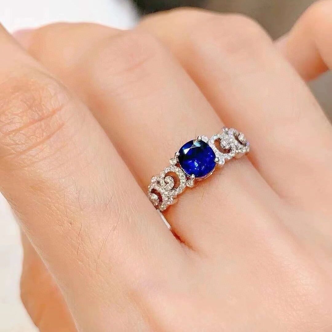 14k Gold 1.08 Ctw Natural Sapphire & Diamond Ring - 4