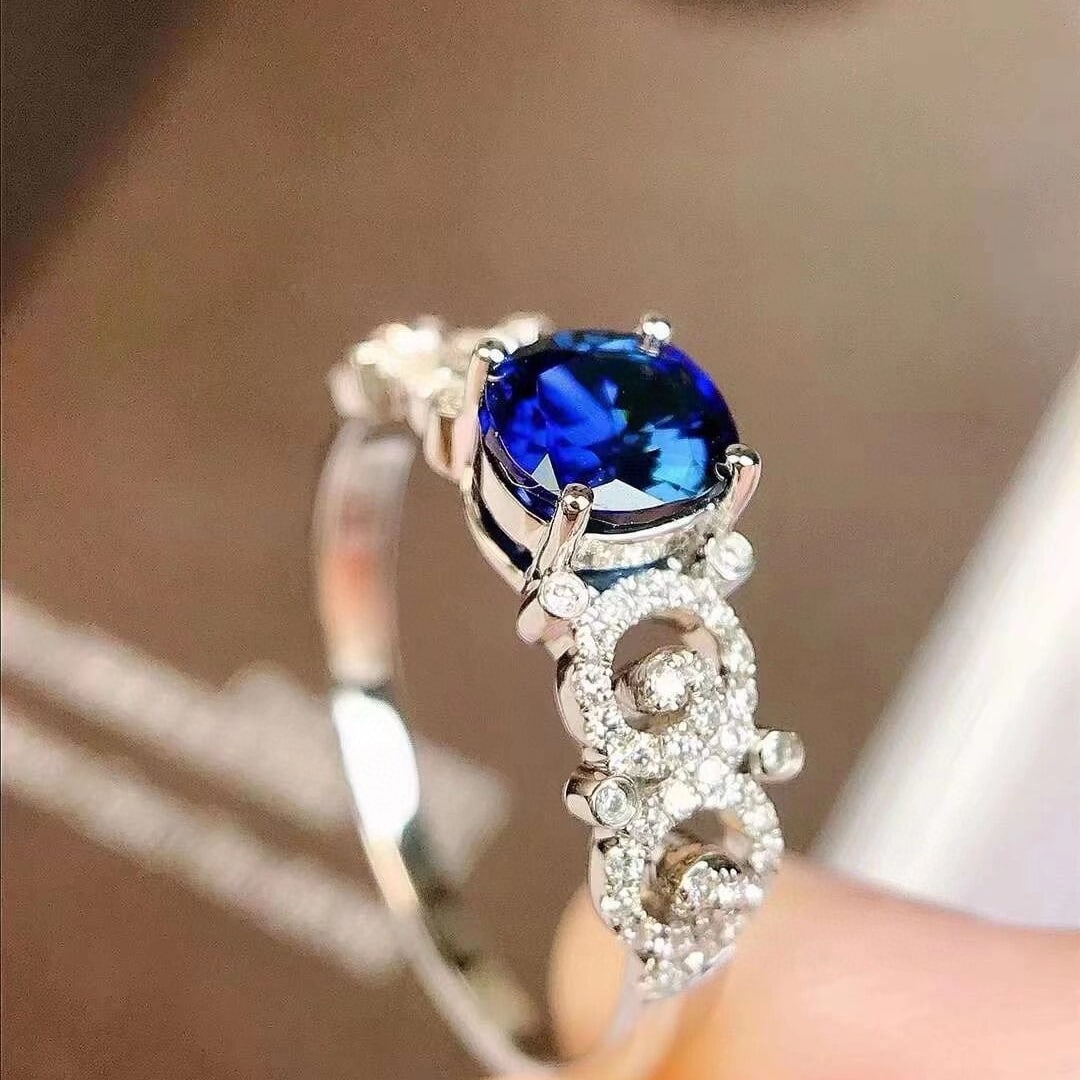 14k Gold 1.08 Ctw Natural Sapphire & Diamond Ring - 5