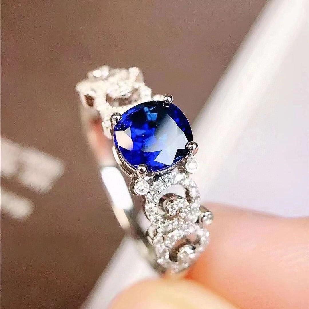 14k Gold 1.08 Ctw Natural Sapphire & Diamond Ring - 6