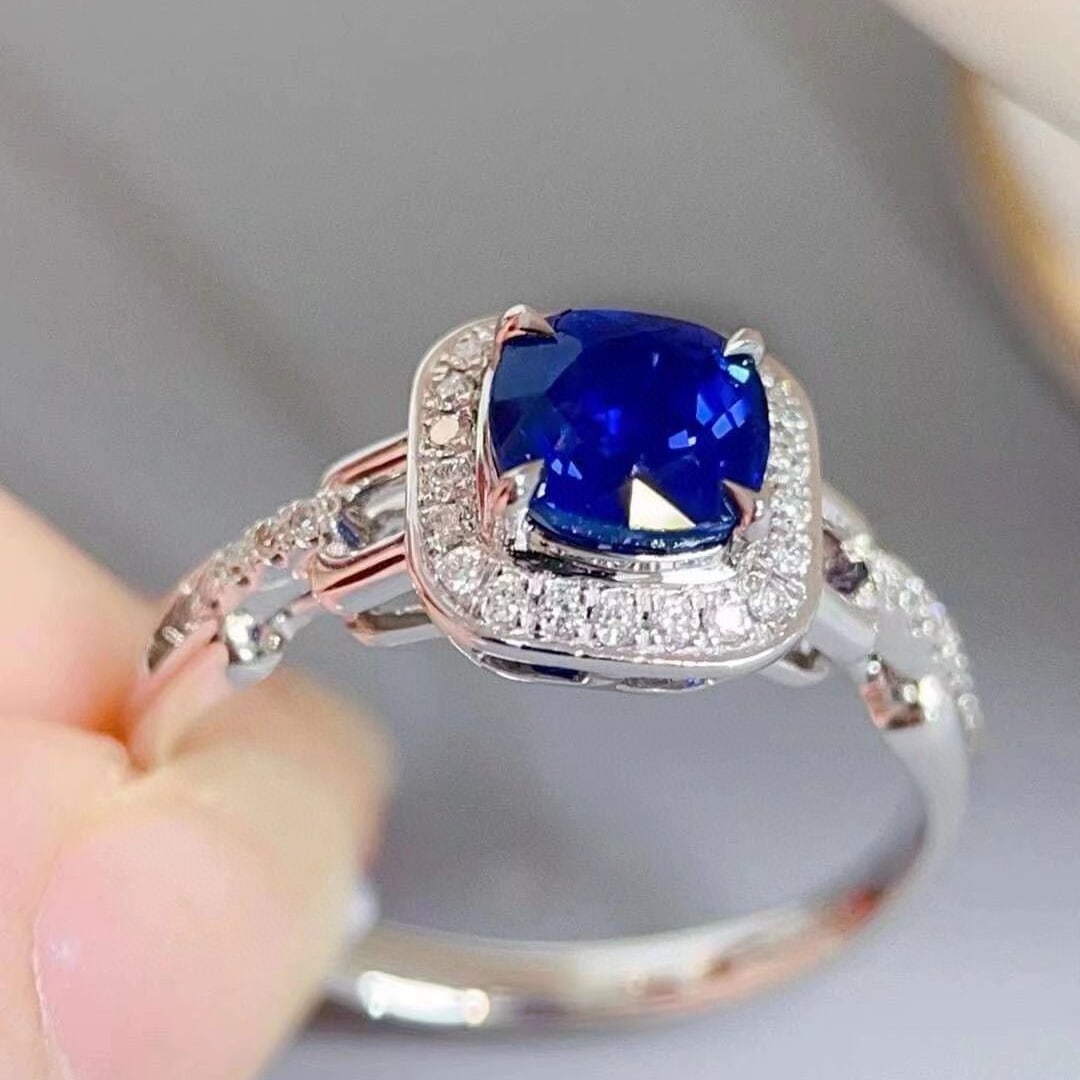 14k Gold 1.52 Ctw Natural Sapphire & Diamond Ring - 2
