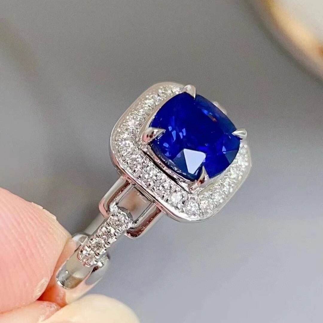 14k Gold 1.52 Ctw Natural Sapphire & Diamond Ring - 3
