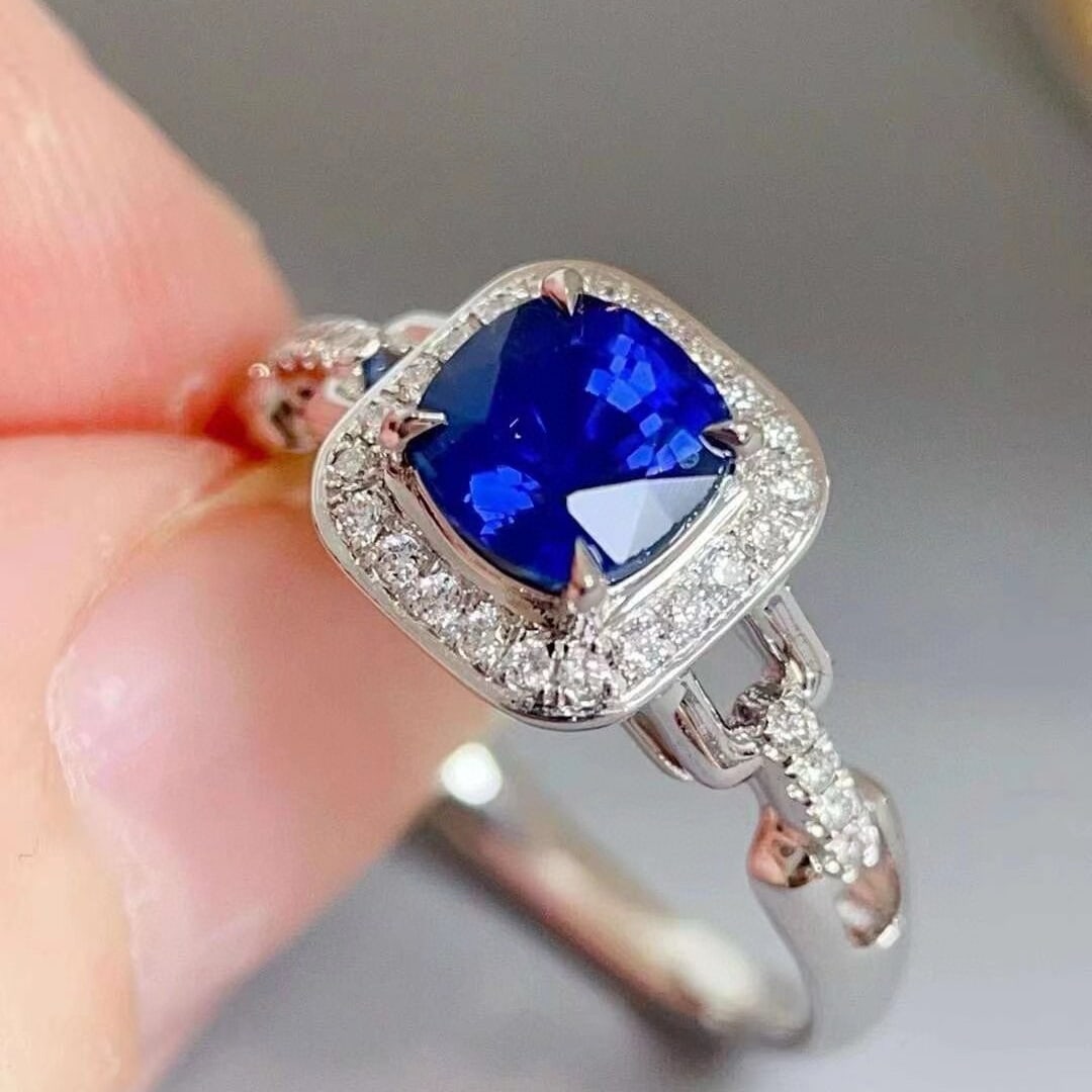 14k Gold 1.52 Ctw Natural Sapphire & Diamond Ring - 4