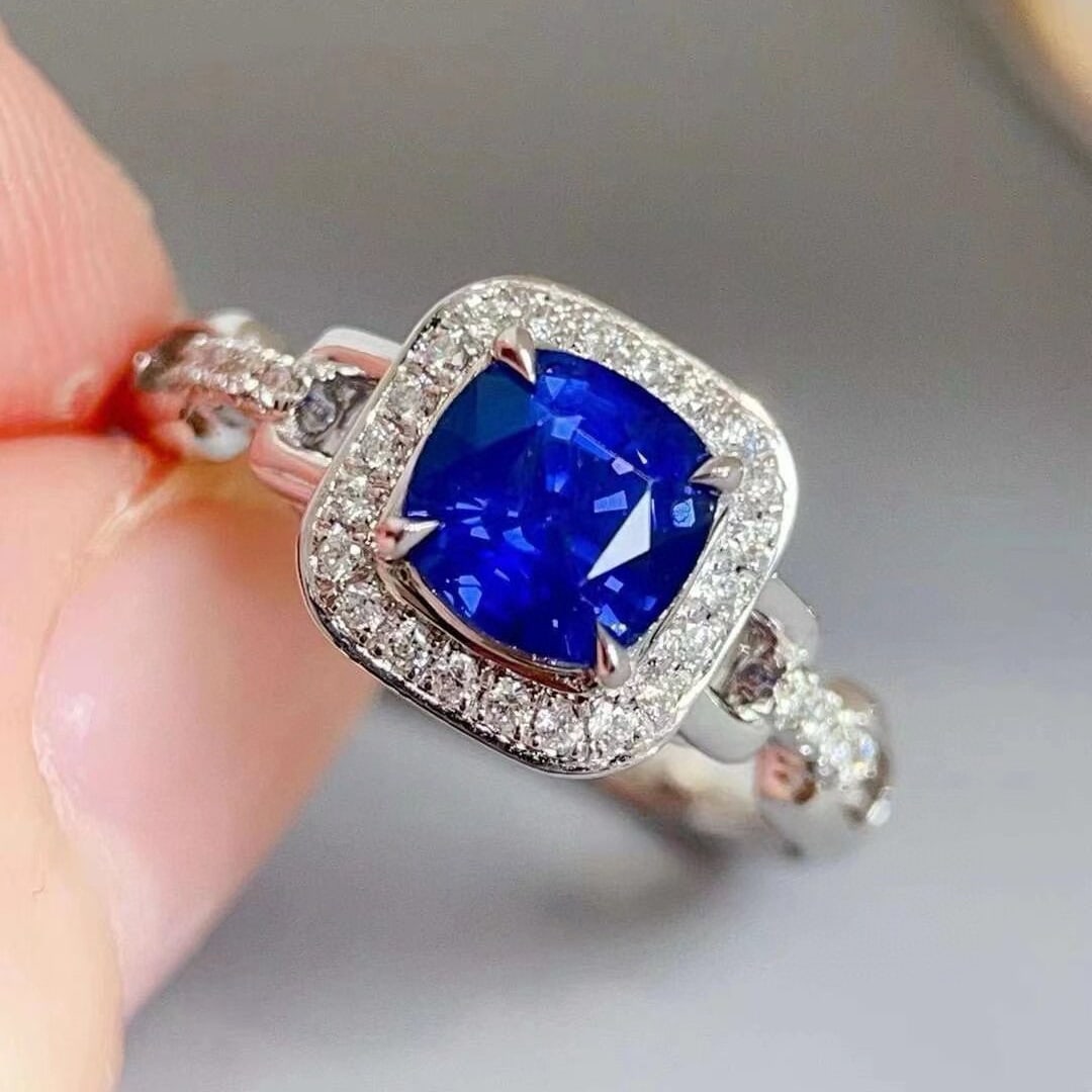 14k Gold 1.52 Ctw Natural Sapphire & Diamond Ring - 5