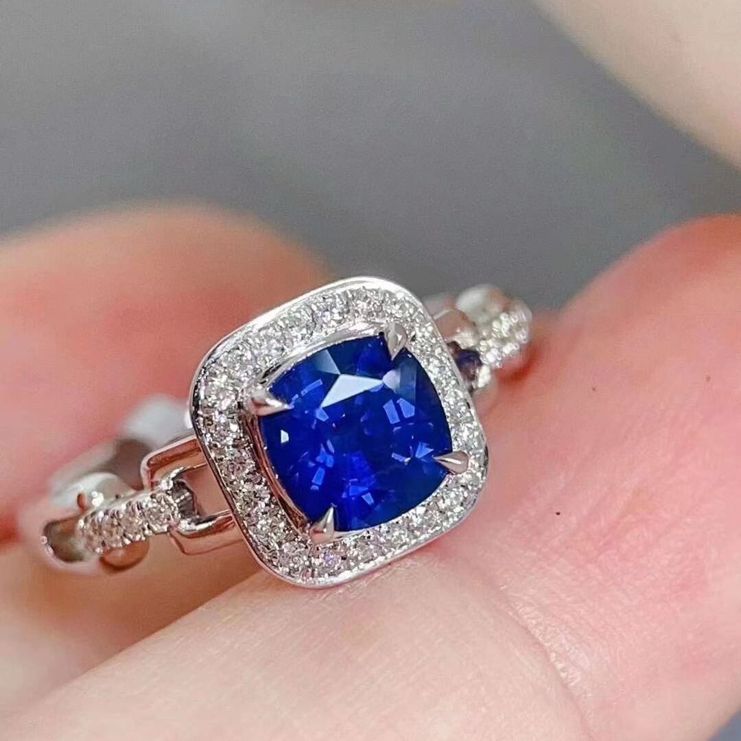 14k Gold 1.52 Ctw Natural Sapphire & Diamond Ring - 6