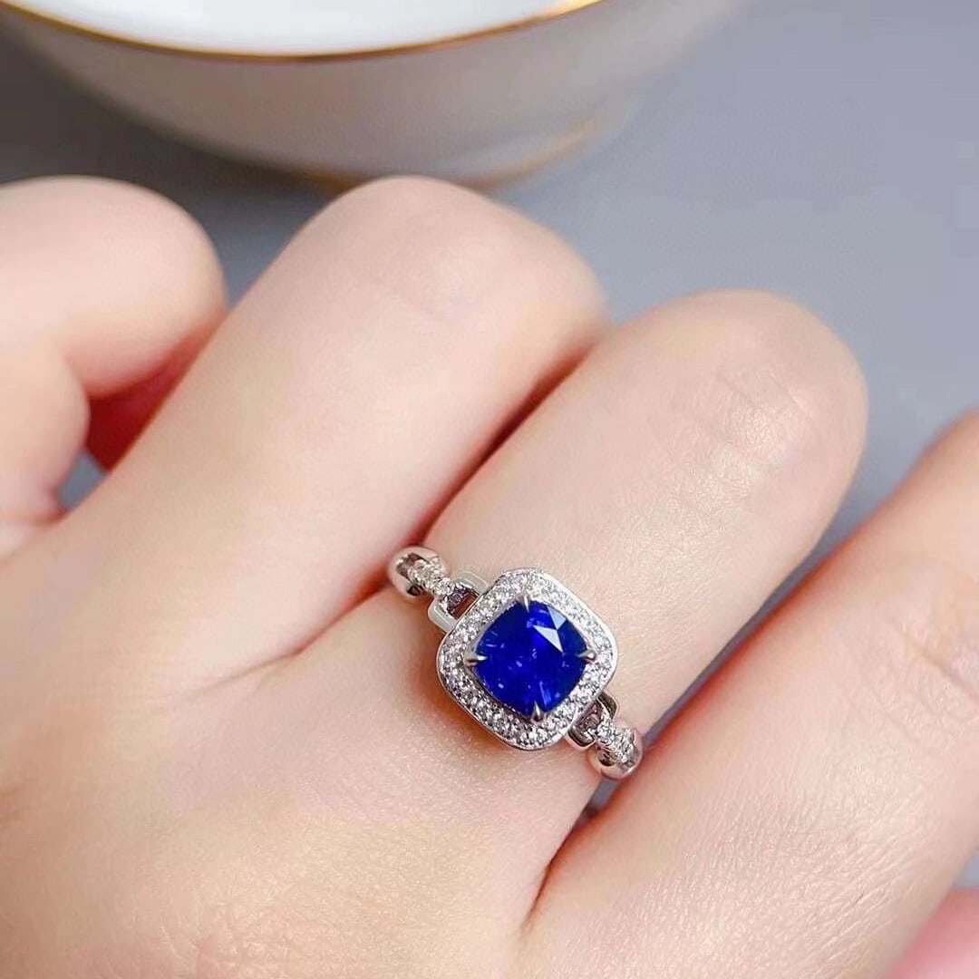 14k Gold 1.52 Ctw Natural Sapphire & Diamond Ring - 7