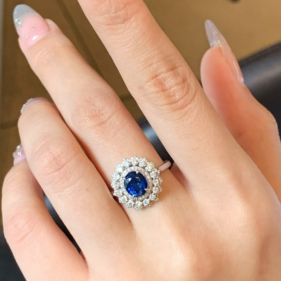 14k Gold 2.40 Ctw Natural Sapphire & Diamond Ring - 7