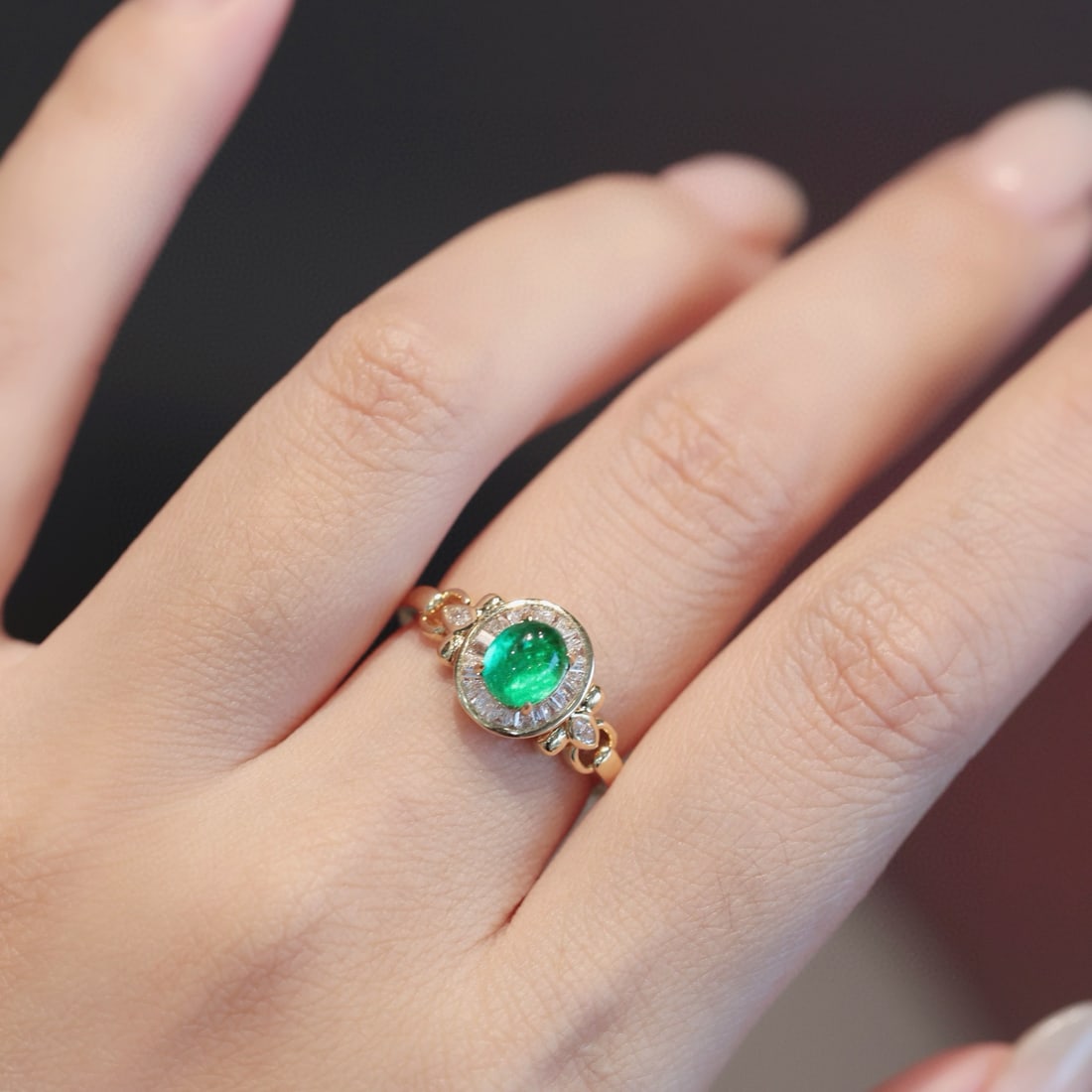 14k Gold 1.11 Ctw Natural Emerald & Diamond Ring - 4