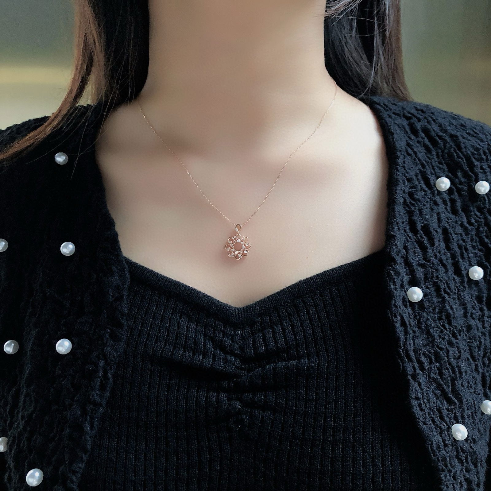 14k Gold 0.27 Ct Natural H Diamond Pendant( Without Chain ) - 5