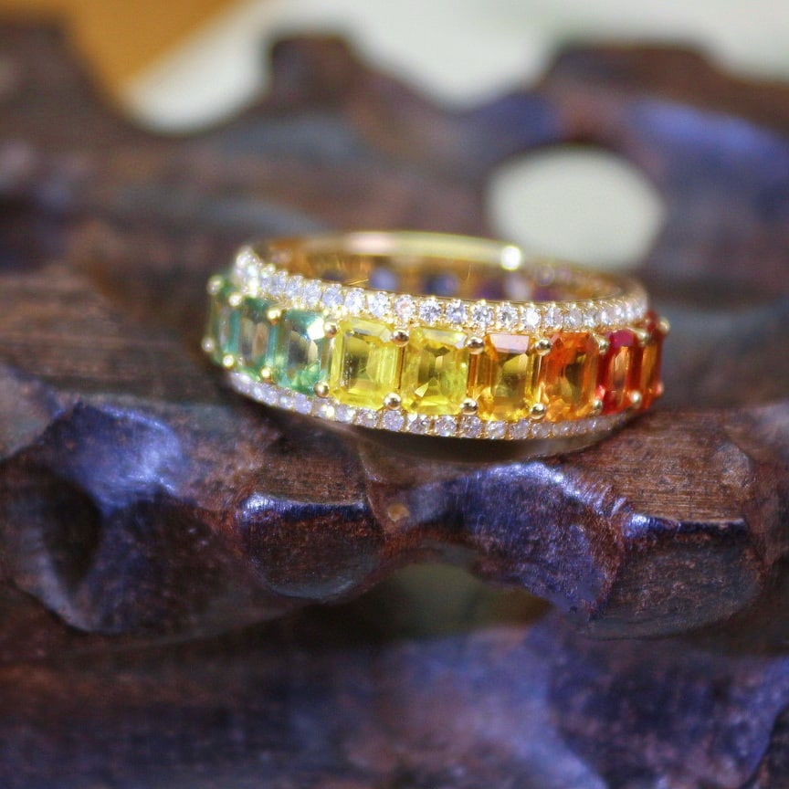 14k Gold 5.73 Ctw Natural Sapphire & Diamond Ring - 2